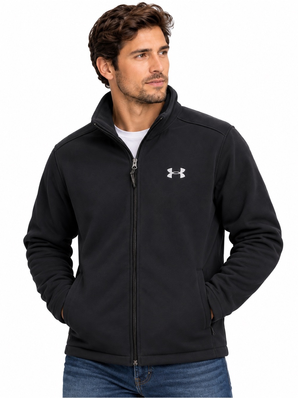Under Armour ColdGear Men’s Medium Black Sherpa Fleece Lined Full Zip Jacket